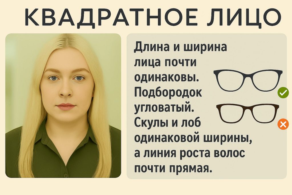 какие очки подобрать для квадратного лица