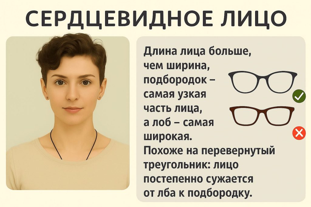 какие очки подобрать для сердцевидного лица
