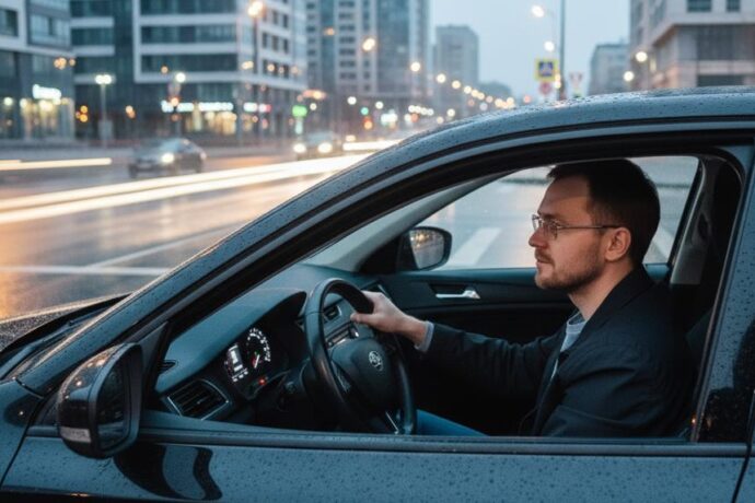 мужчина за рулем