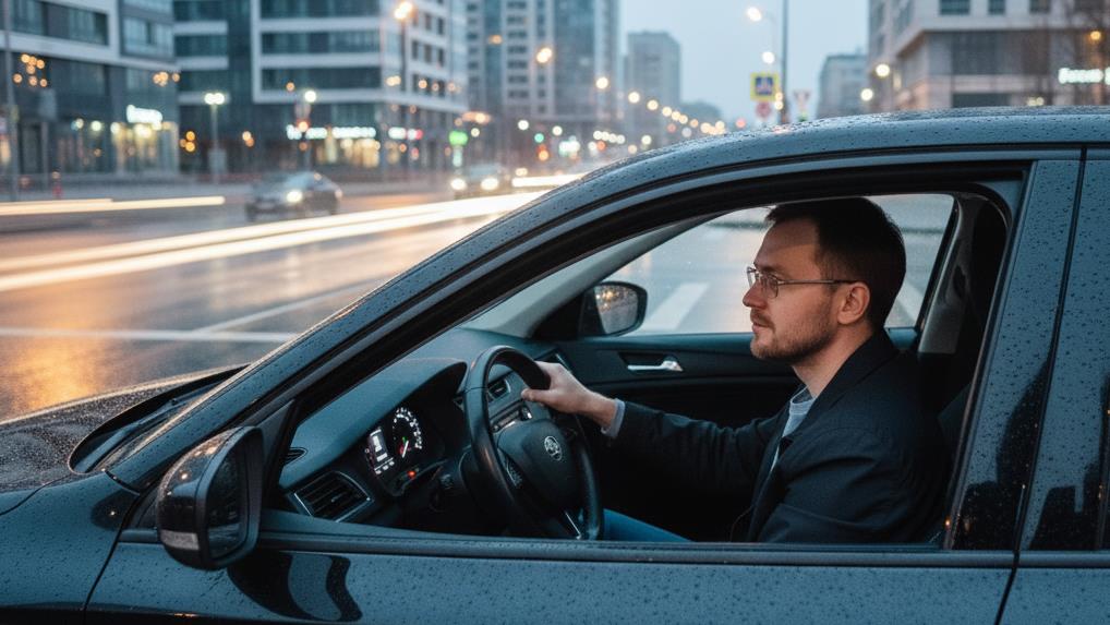 мужчина за рулем