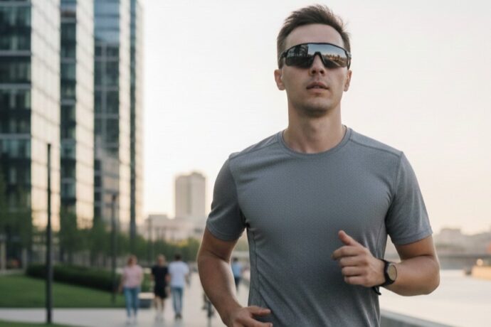 спортивные очки на мужчине